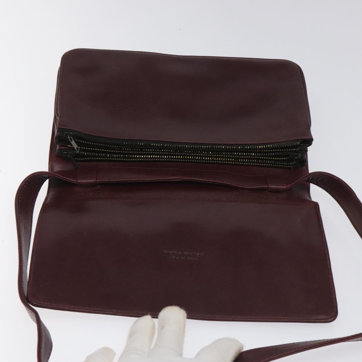 CELINE C Sulky Shoulder Bag Red Gold Auth bs23084