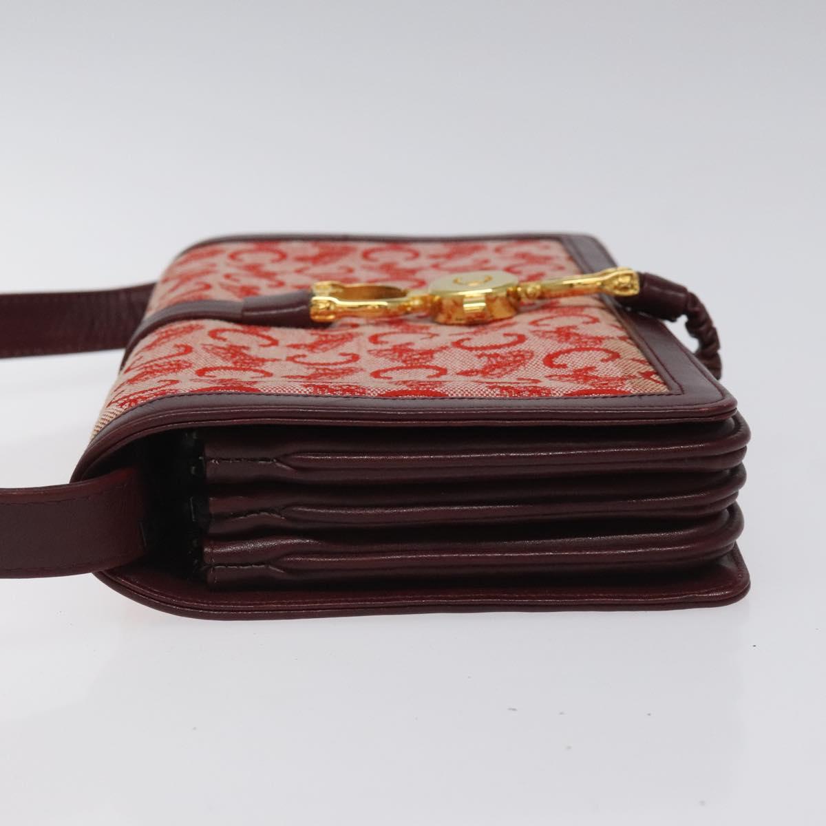 CELINE C Sulky Shoulder Bag Red Gold Auth bs23084