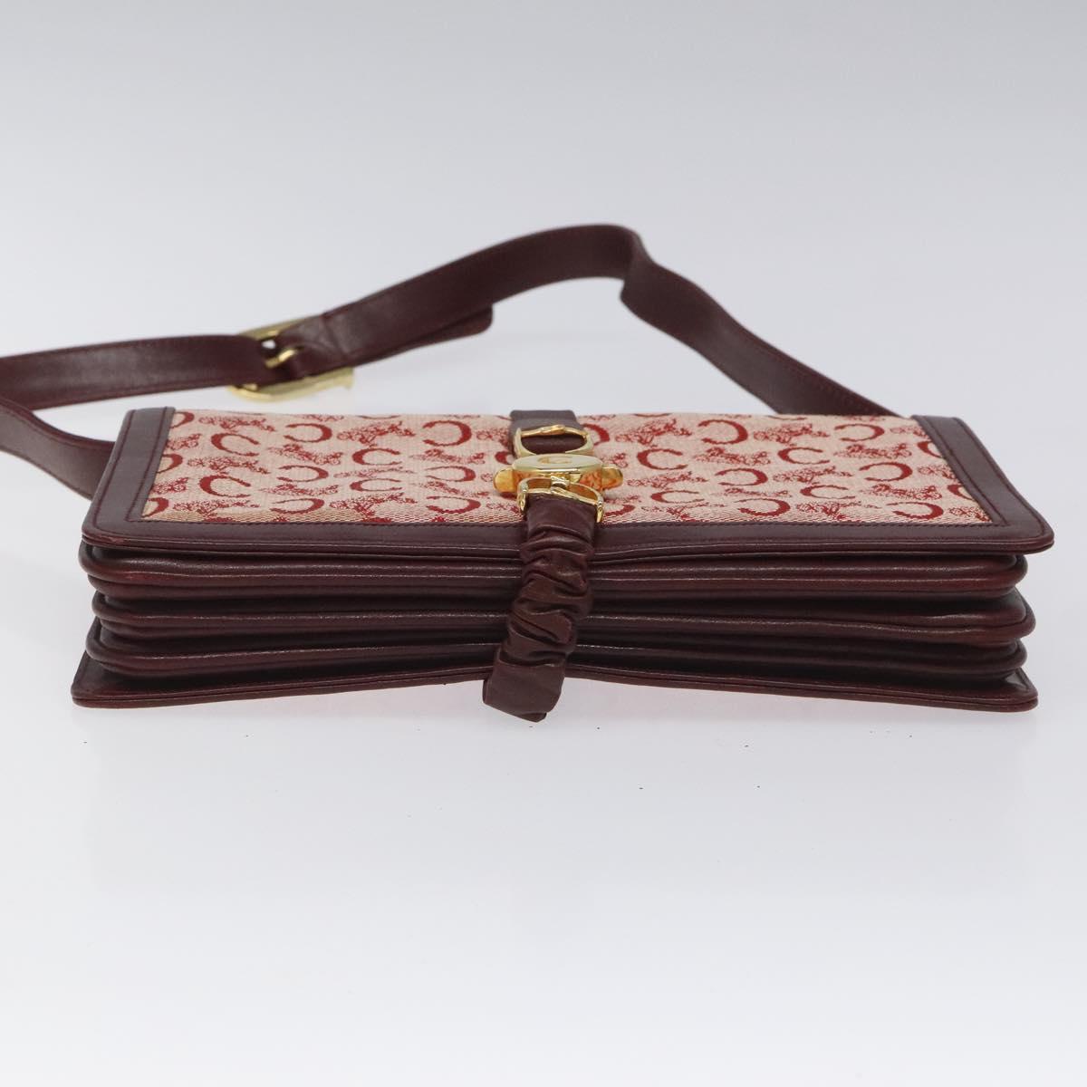 CELINE C Sulky Shoulder Bag Red Gold Auth bs23084