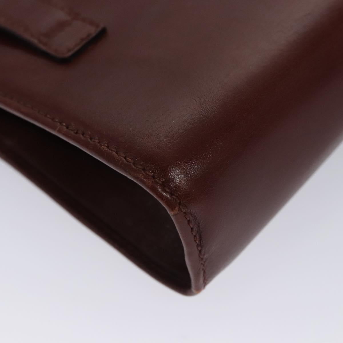 Salvatore Ferragamo Chain Gancini Shoulder Bag Leather Brown Gold Auth bs23090