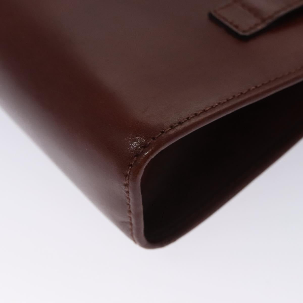 Salvatore Ferragamo Chain Gancini Shoulder Bag Leather Brown Gold Auth bs23090