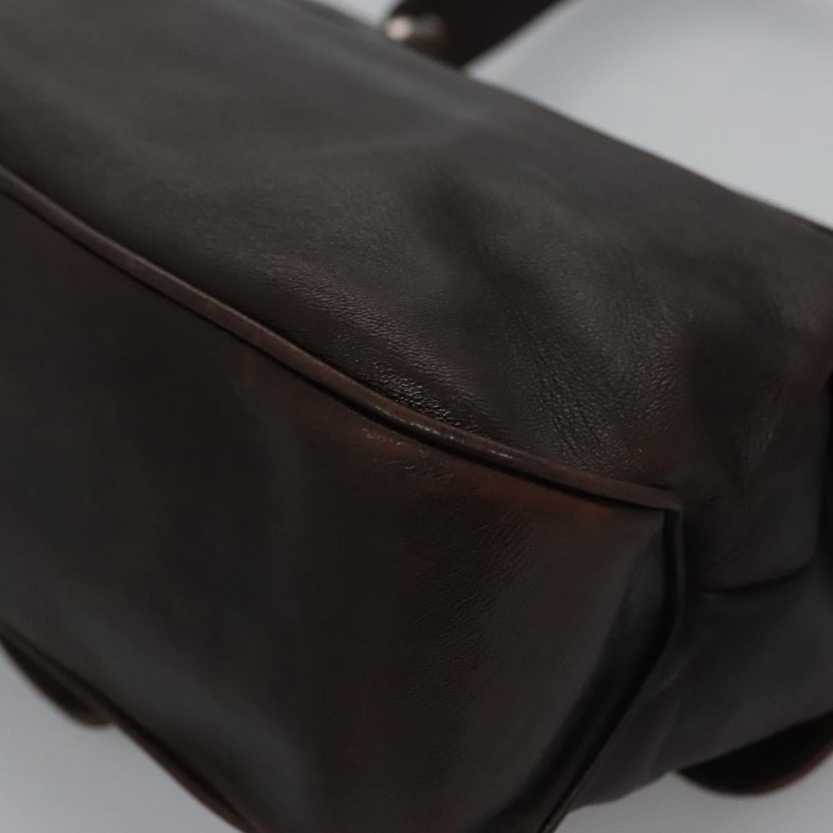 Salvatore Ferragamo Shoulder Bag Leather Brown Silver Auth bs23091