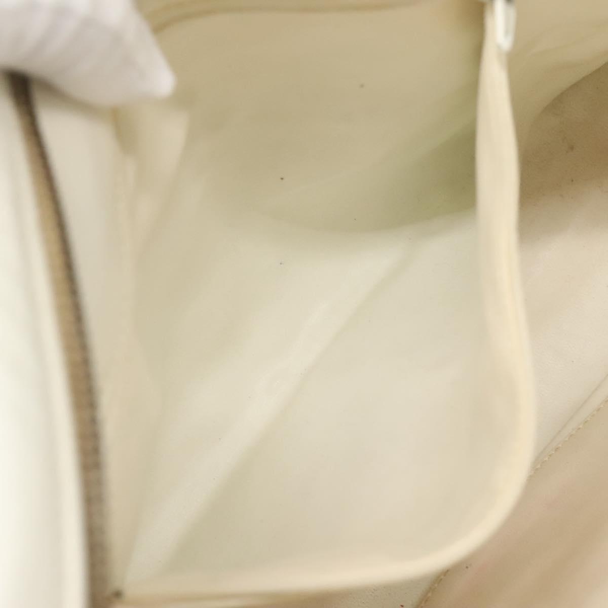 CHANEL Chain V Stitch Shoulder Bag Lamb Skin White CC Auth bs23119