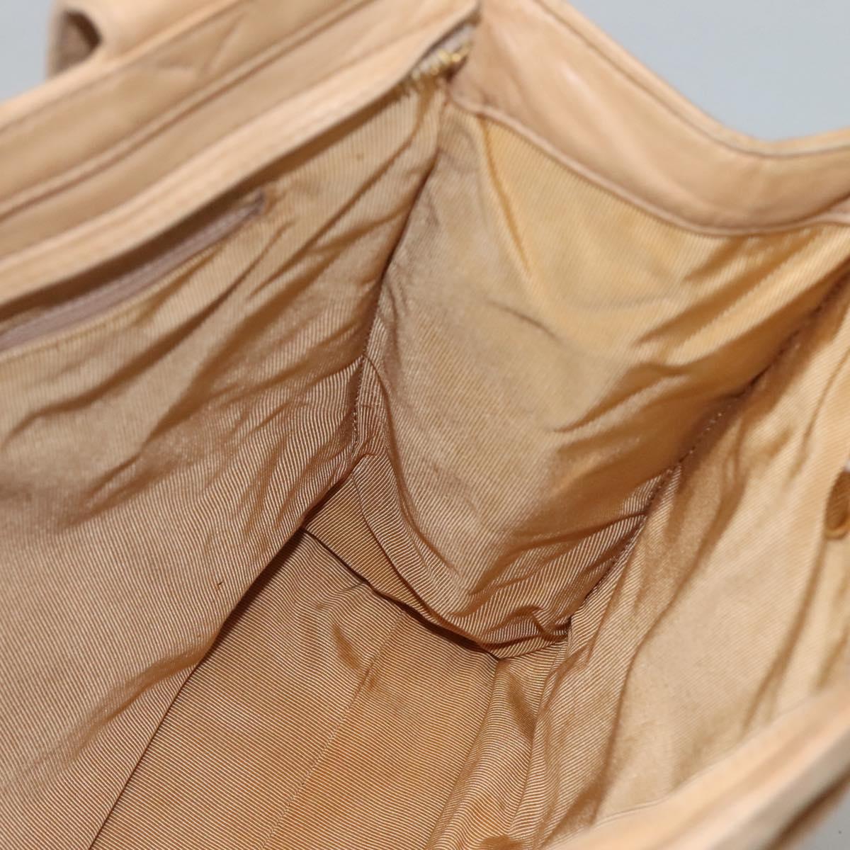 CHANEL Matelasse Shoulder Bag Lamb Skin Beige Gold CC Auth bs23120