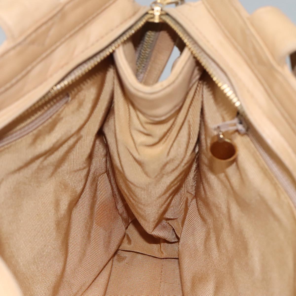 CHANEL Matelasse Shoulder Bag Lamb Skin Beige Gold CC Auth bs23120