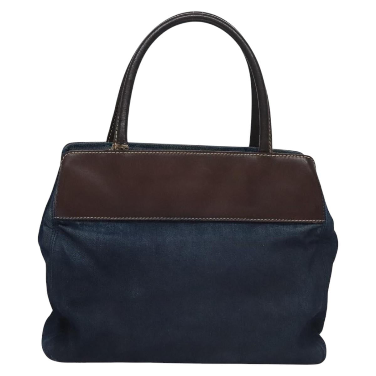 CHANEL Hand Bag Denim Blue CC Auth bs23137