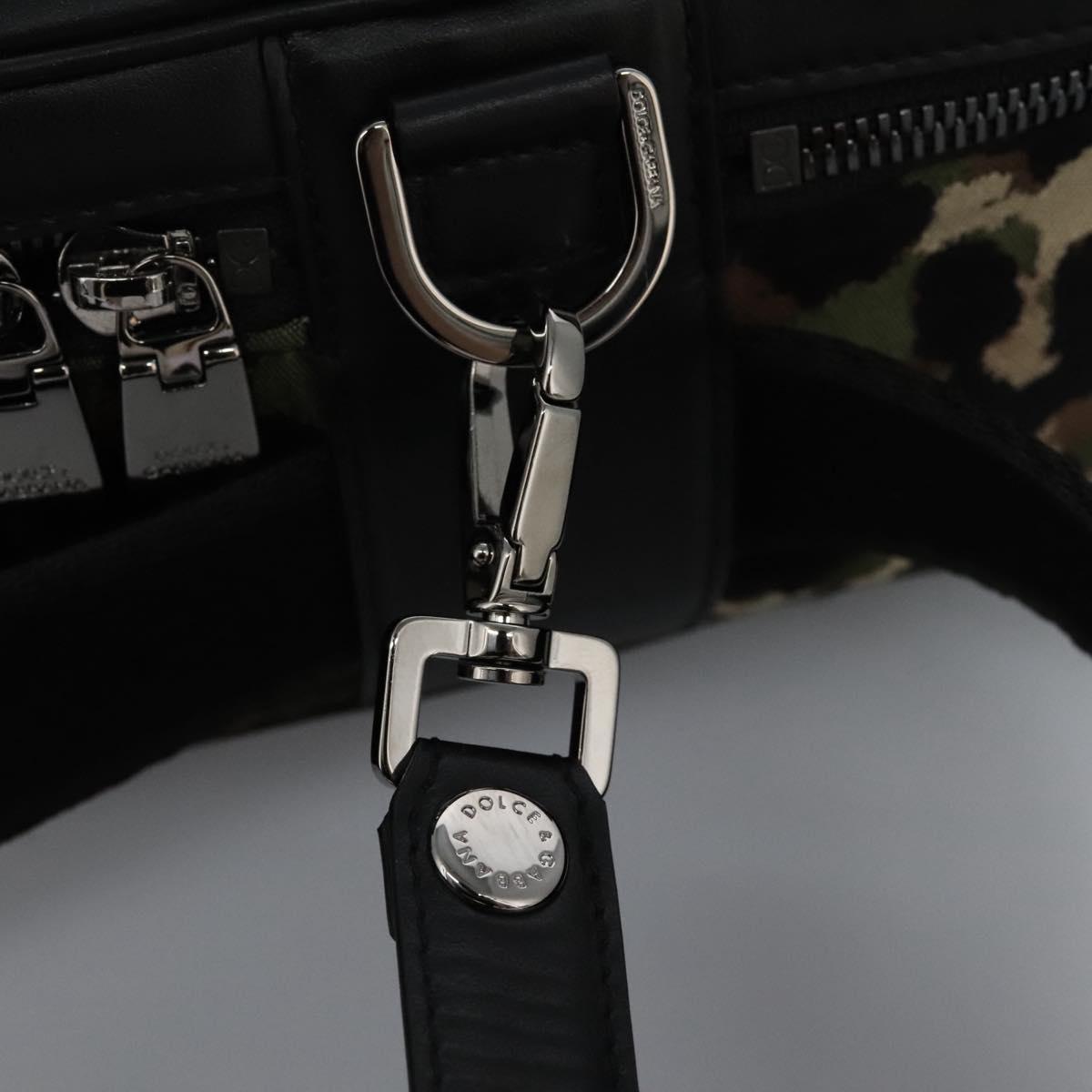 DOLCE&GABBANA Leopard Waist Bag Canvas Green Black Auth bs23142