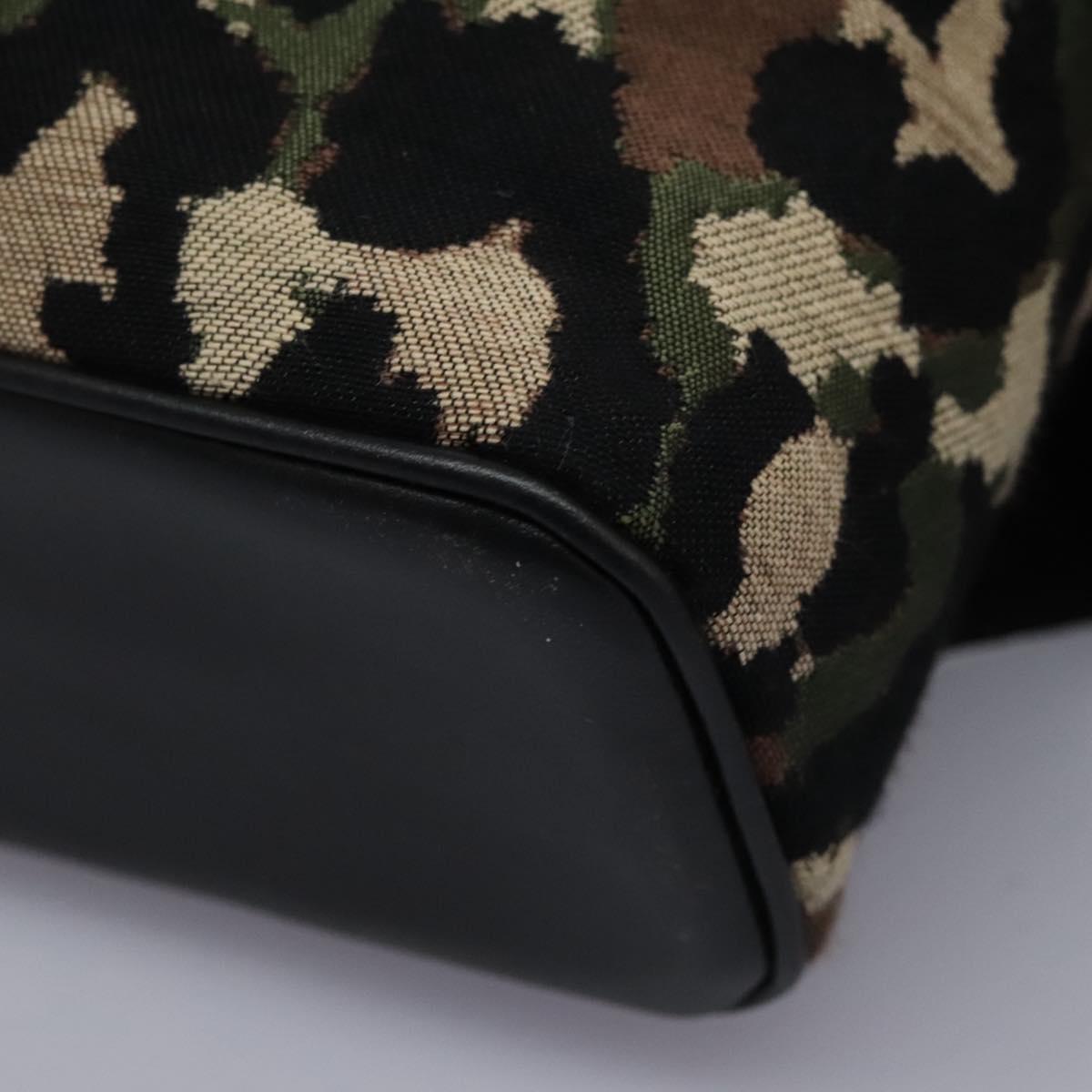 DOLCE&GABBANA Leopard Waist Bag Canvas Green Black Auth bs23142
