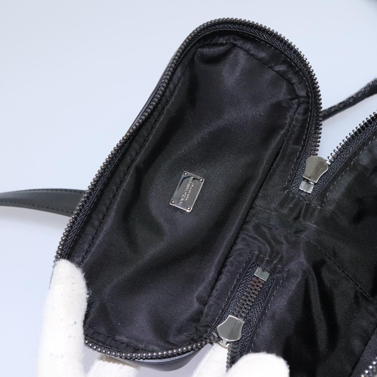 DOLCE&GABBANA Leopard Waist Bag Canvas Green Black Auth bs23142