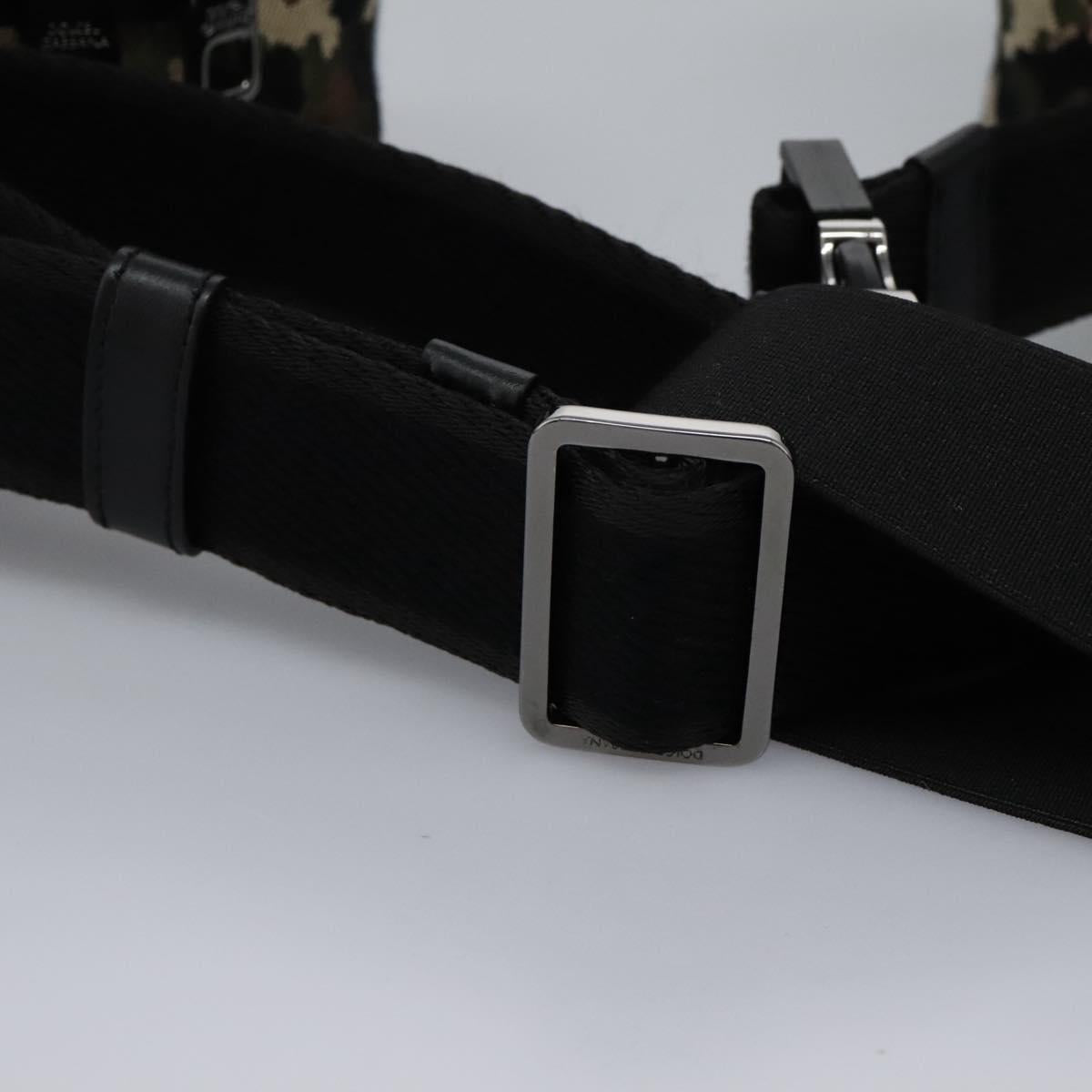 DOLCE&GABBANA Leopard Waist Bag Canvas Green Black Auth bs23142