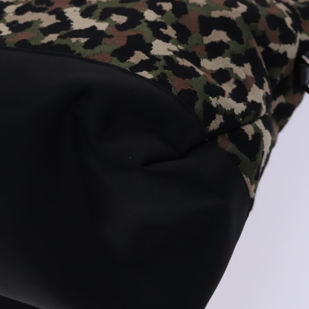 DOLCE&GABBANA Leopard Hand Bag Canvas 2way Green Black Auth bs23143