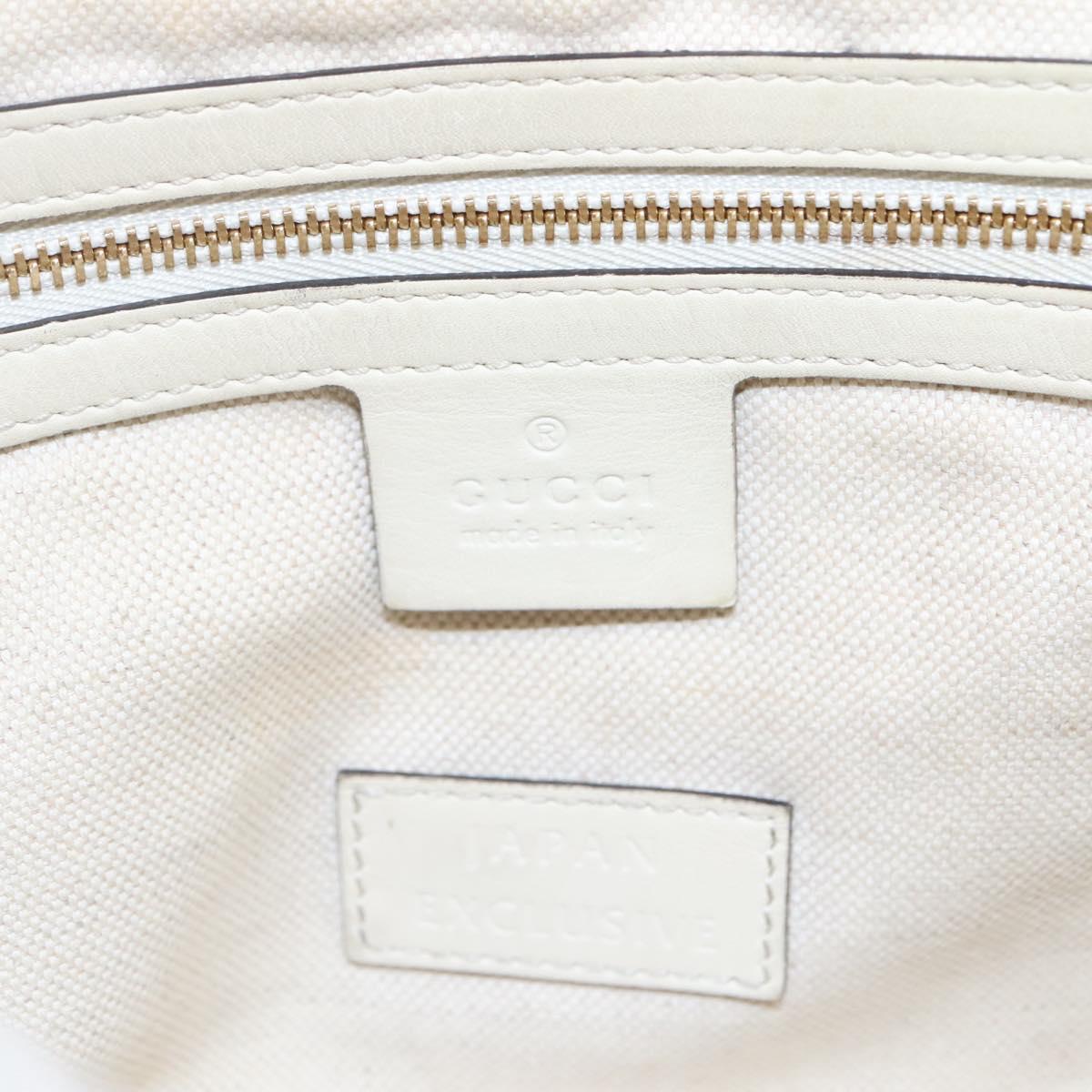 GUCCI Tote Bag Canvas Leather White Blue Auth bs23144