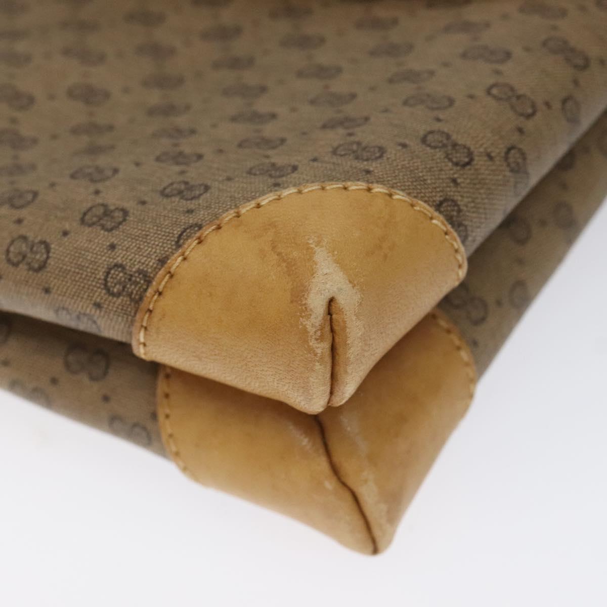 GUCCI Micro GG Canvas Shoulder Bag PVC Leather Beige Auth bs23145