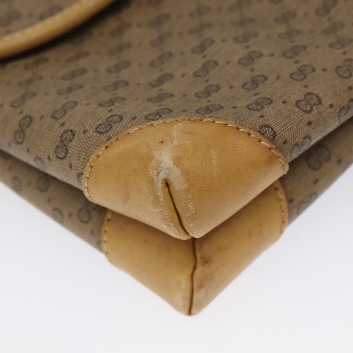 GUCCI Micro GG Canvas Shoulder Bag PVC Leather Beige Auth bs23145