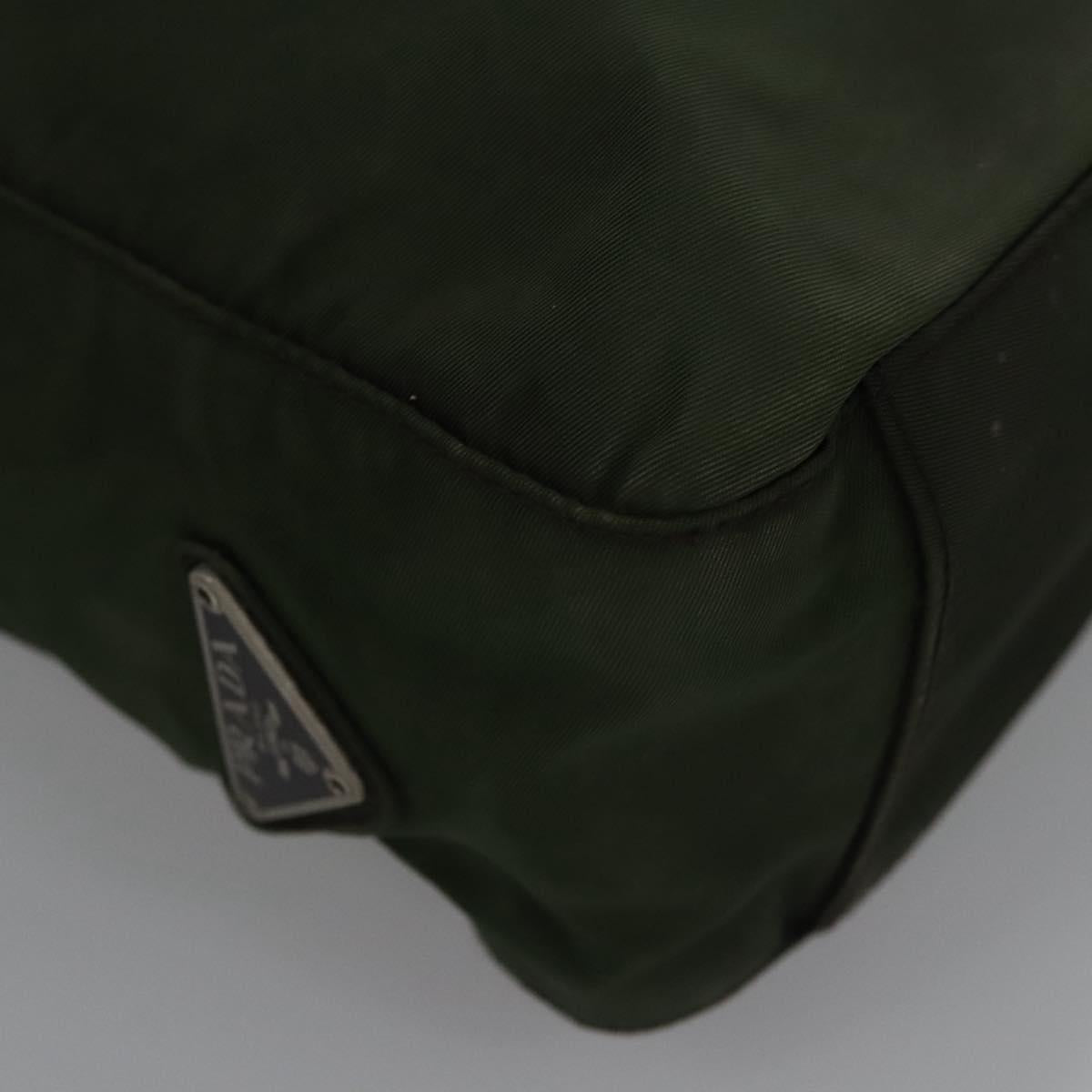 PRADA Hand Bag Nylon Green Silver Auth bs23150