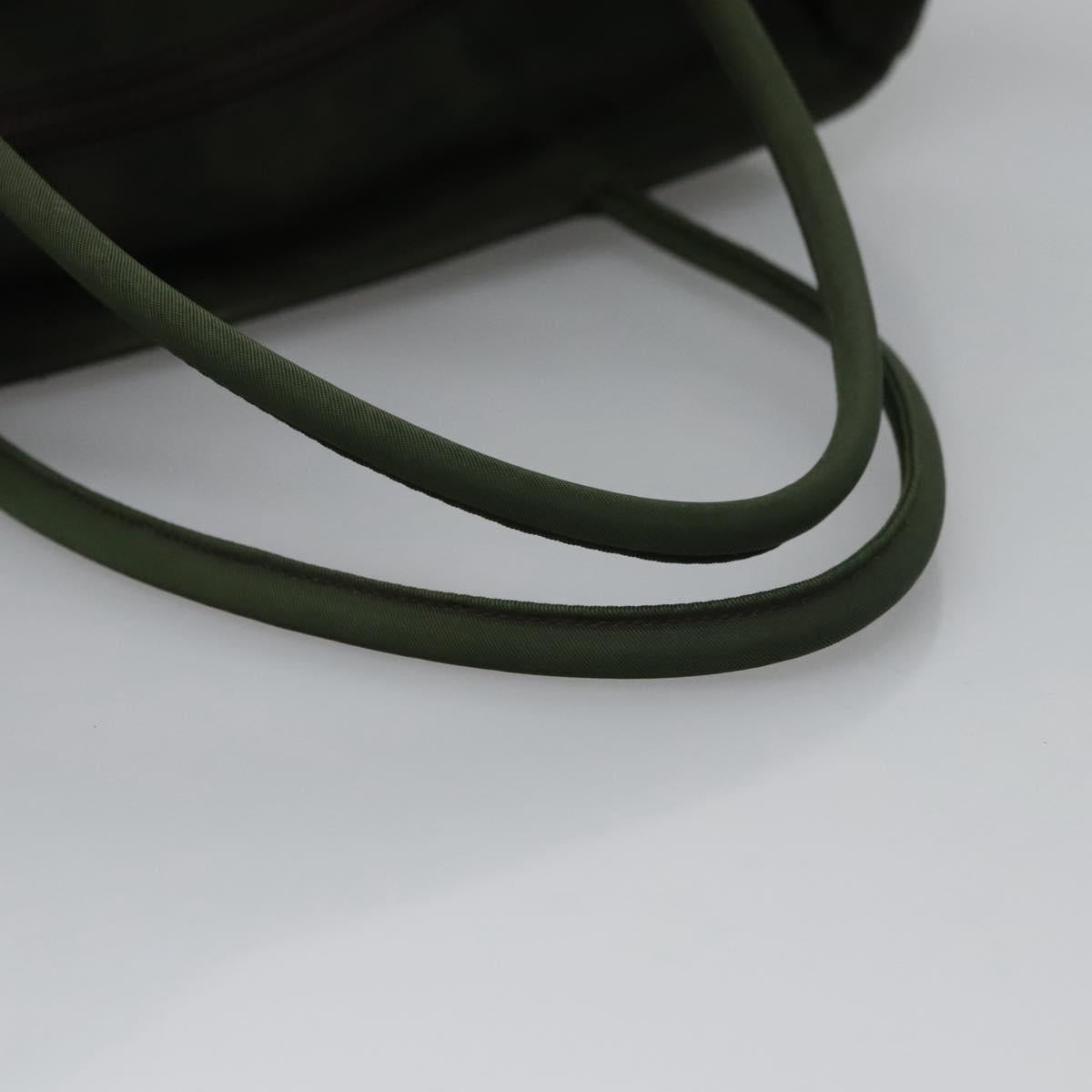 PRADA Hand Bag Nylon Green Silver Auth bs23150