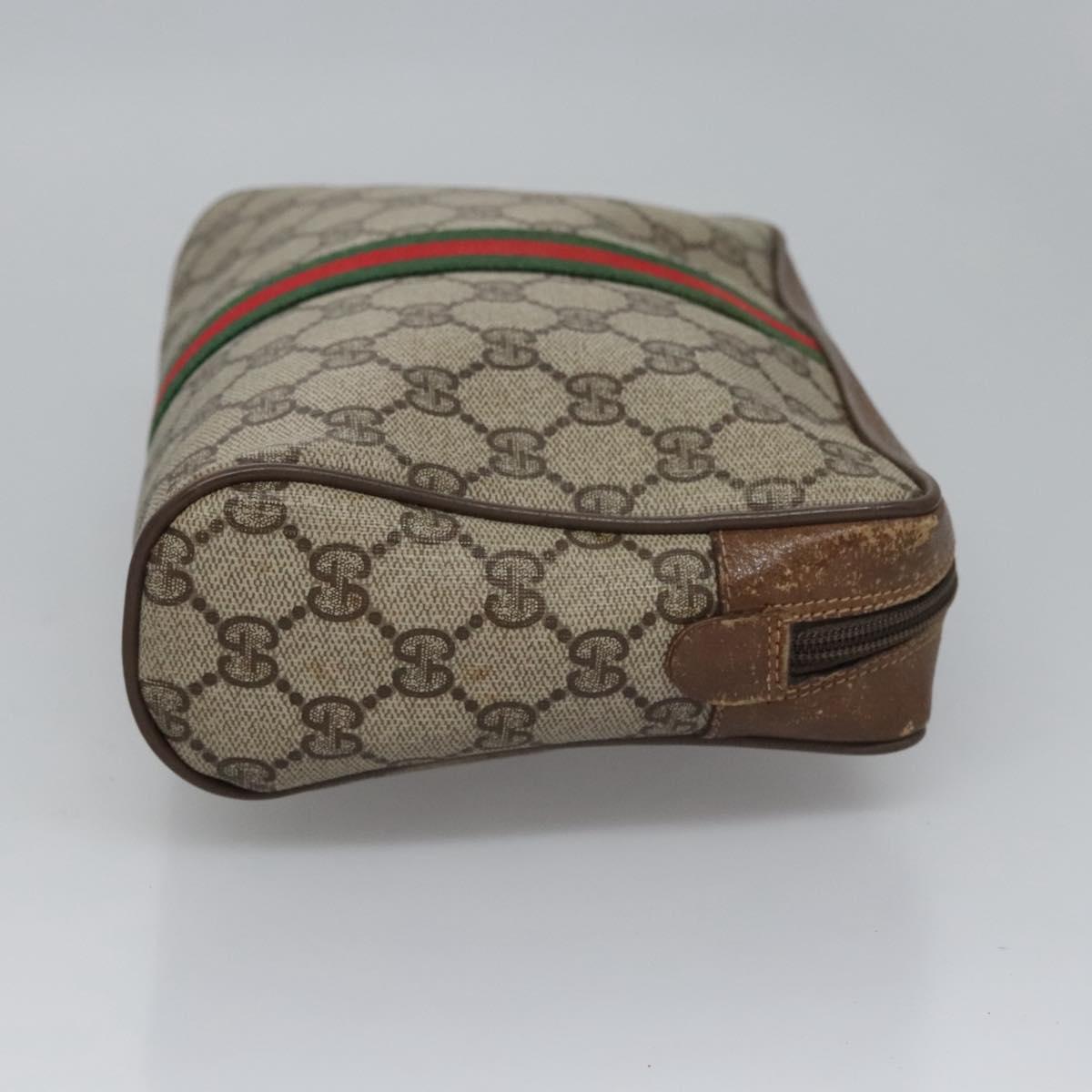 GUCCI GG Supreme Web Sherry Line Clutch Bag PVC Beige 89 01 012 Auth bs23153