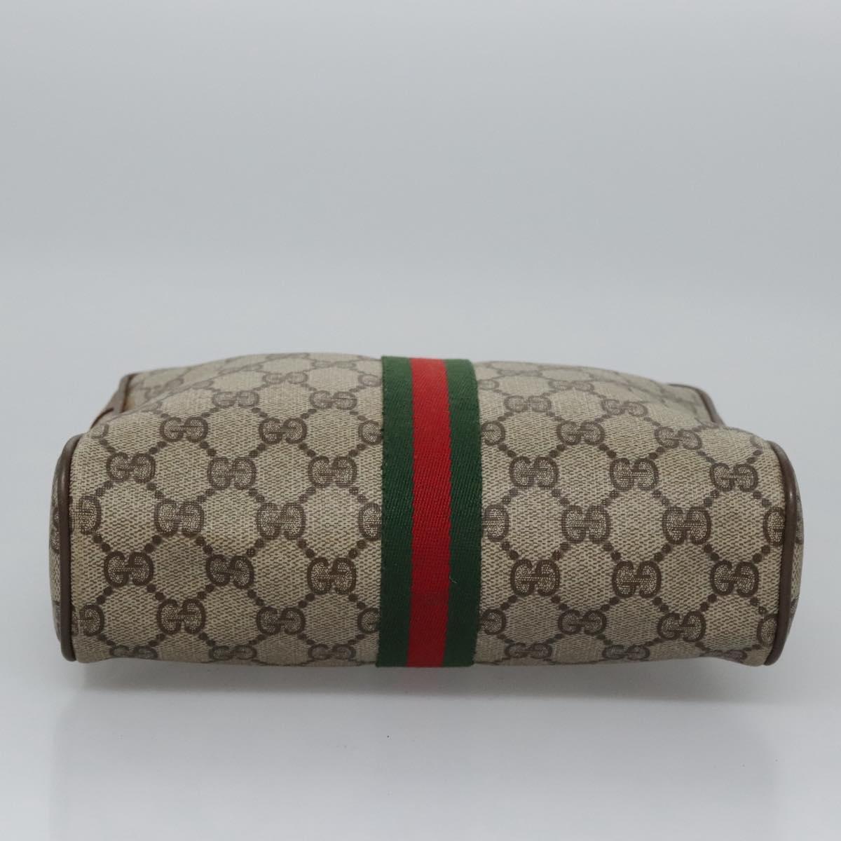 GUCCI GG Supreme Web Sherry Line Clutch Bag PVC Beige 89 01 012 Auth bs23153