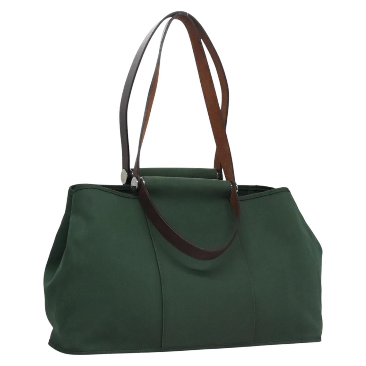 HERMES Kabak Elan PM Hand Bag Canvas 2way Green Auth bs23159