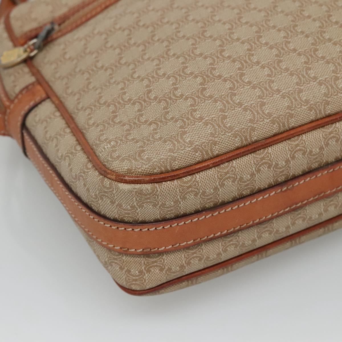 CELINE Macadam Canvas Shoulder Bag PVC Beige Gold Auth bs23175