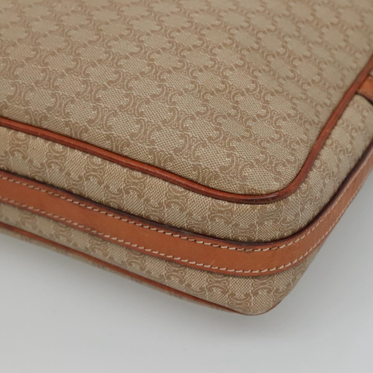 CELINE Macadam Canvas Shoulder Bag PVC Beige Gold Auth bs23175