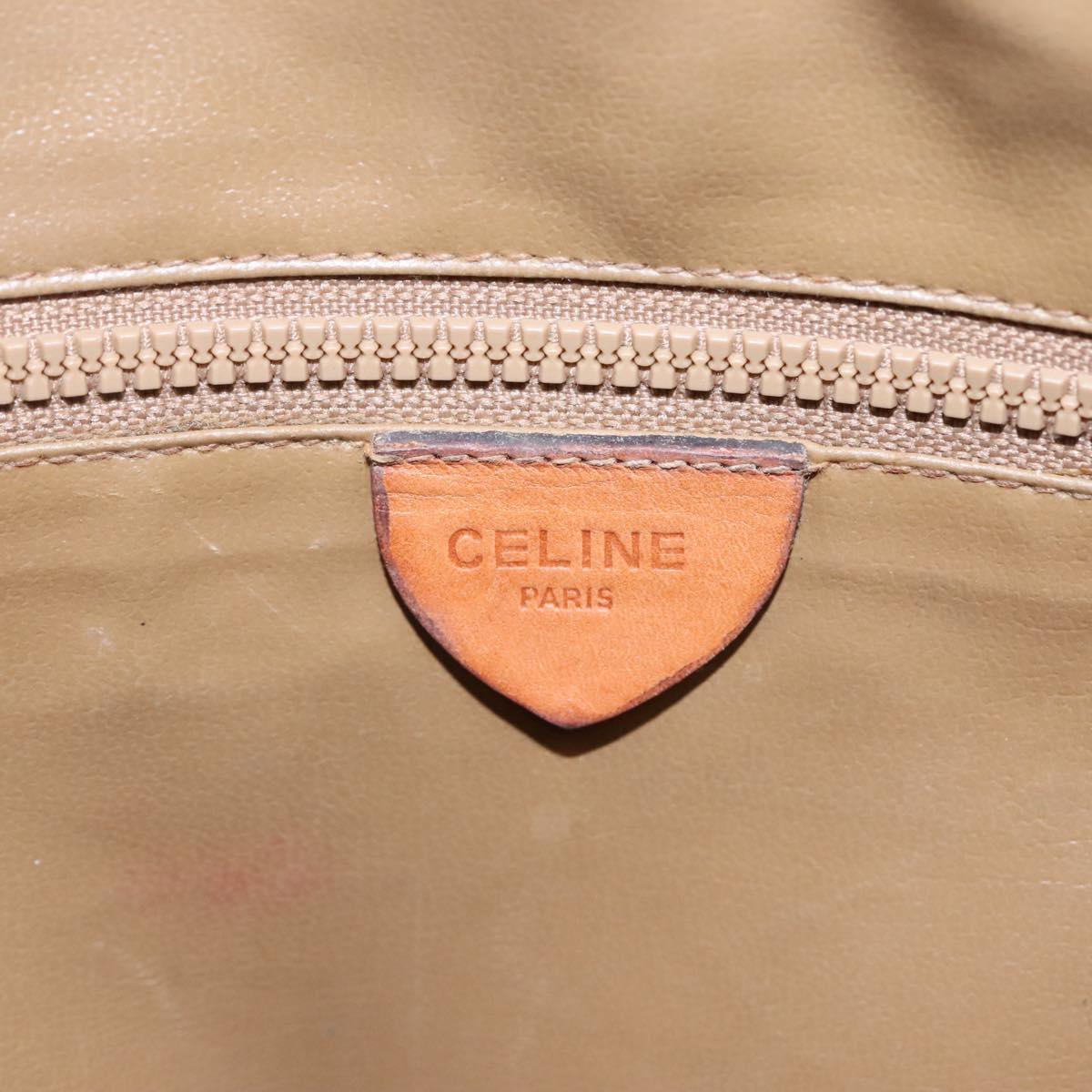 CELINE Macadam Canvas Shoulder Bag PVC Beige Gold Auth bs23175