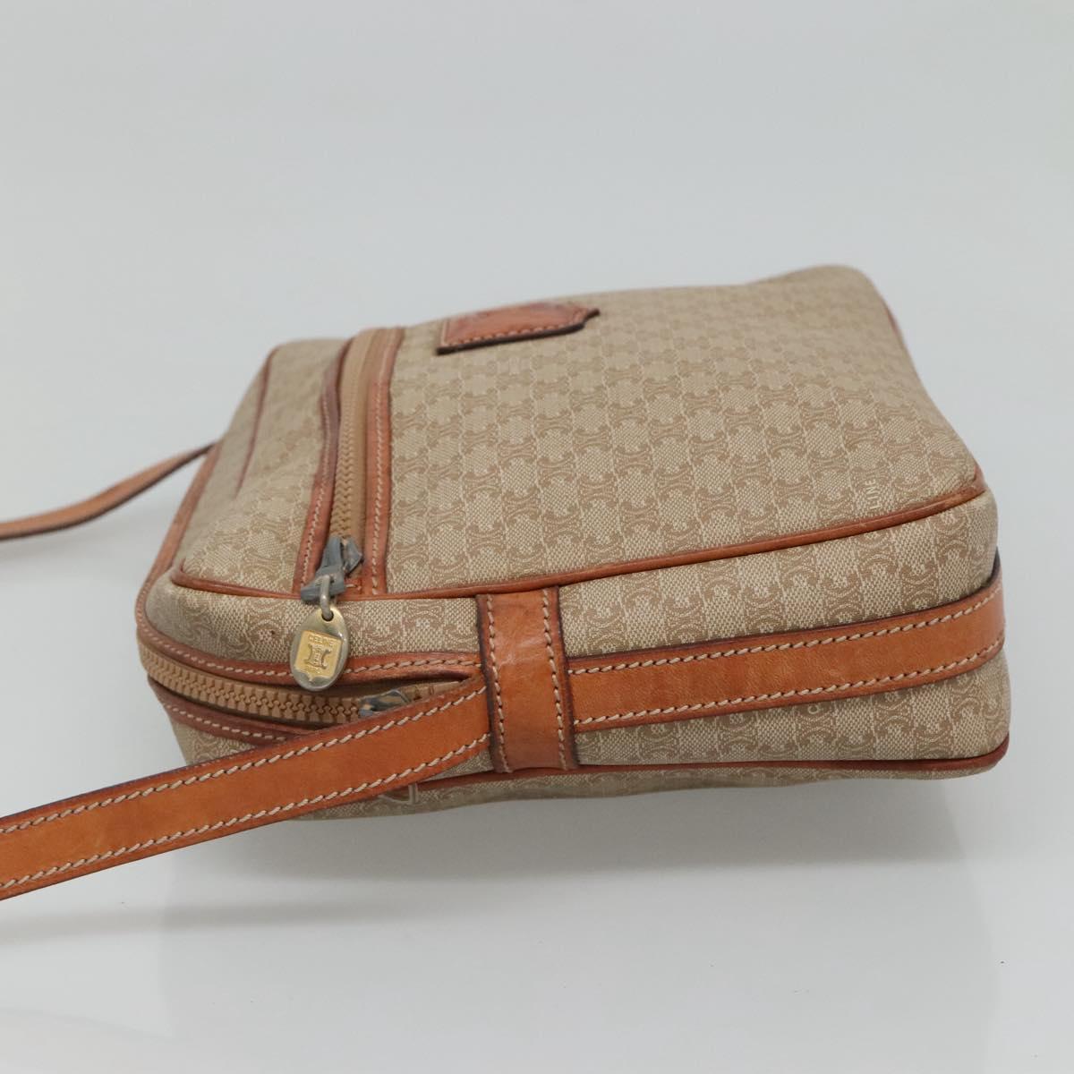 CELINE Macadam Canvas Shoulder Bag PVC Beige Gold Auth bs23175