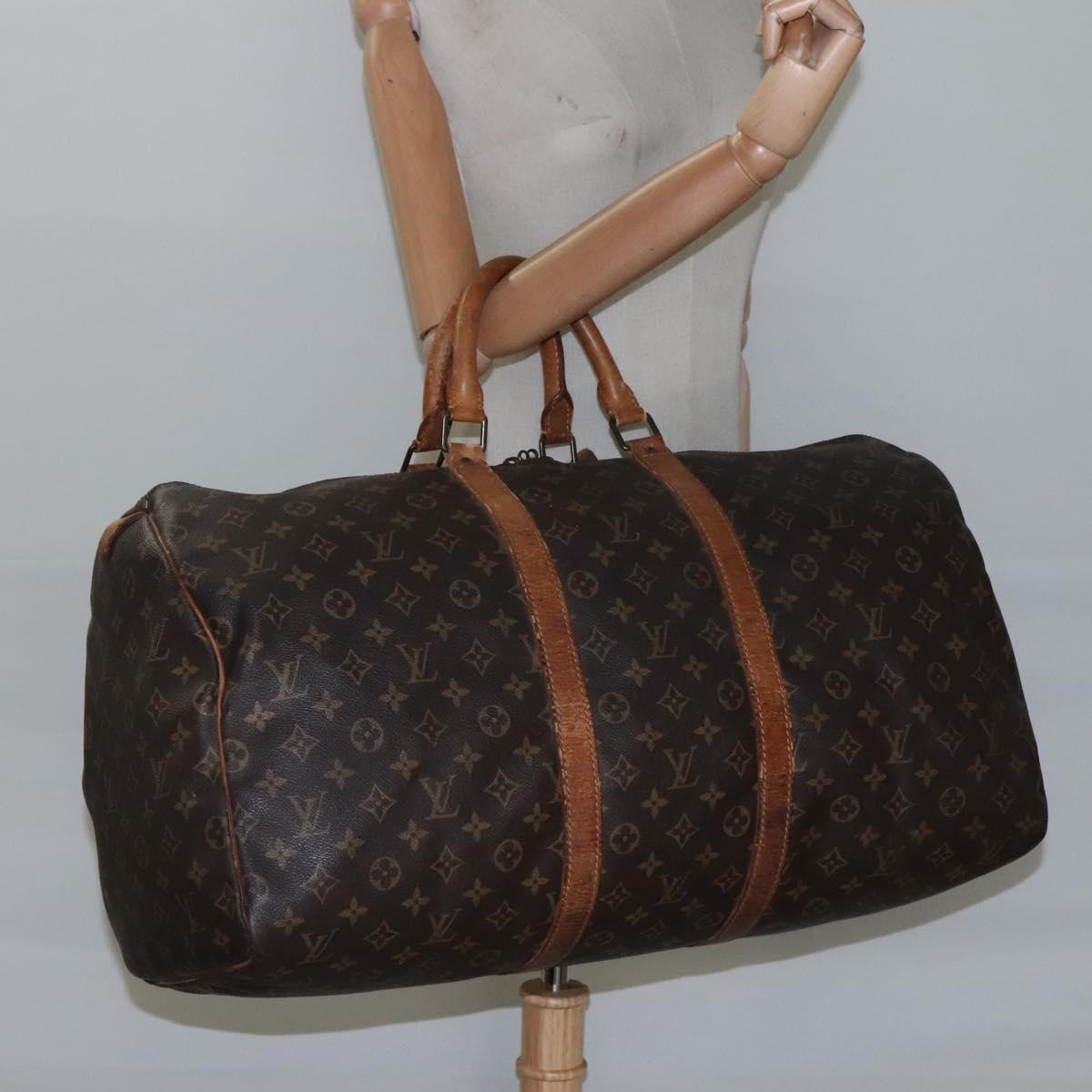 LOUIS VUITTON Monogram Keepall 55 Boston Bag M41424 LV Auth bs23193