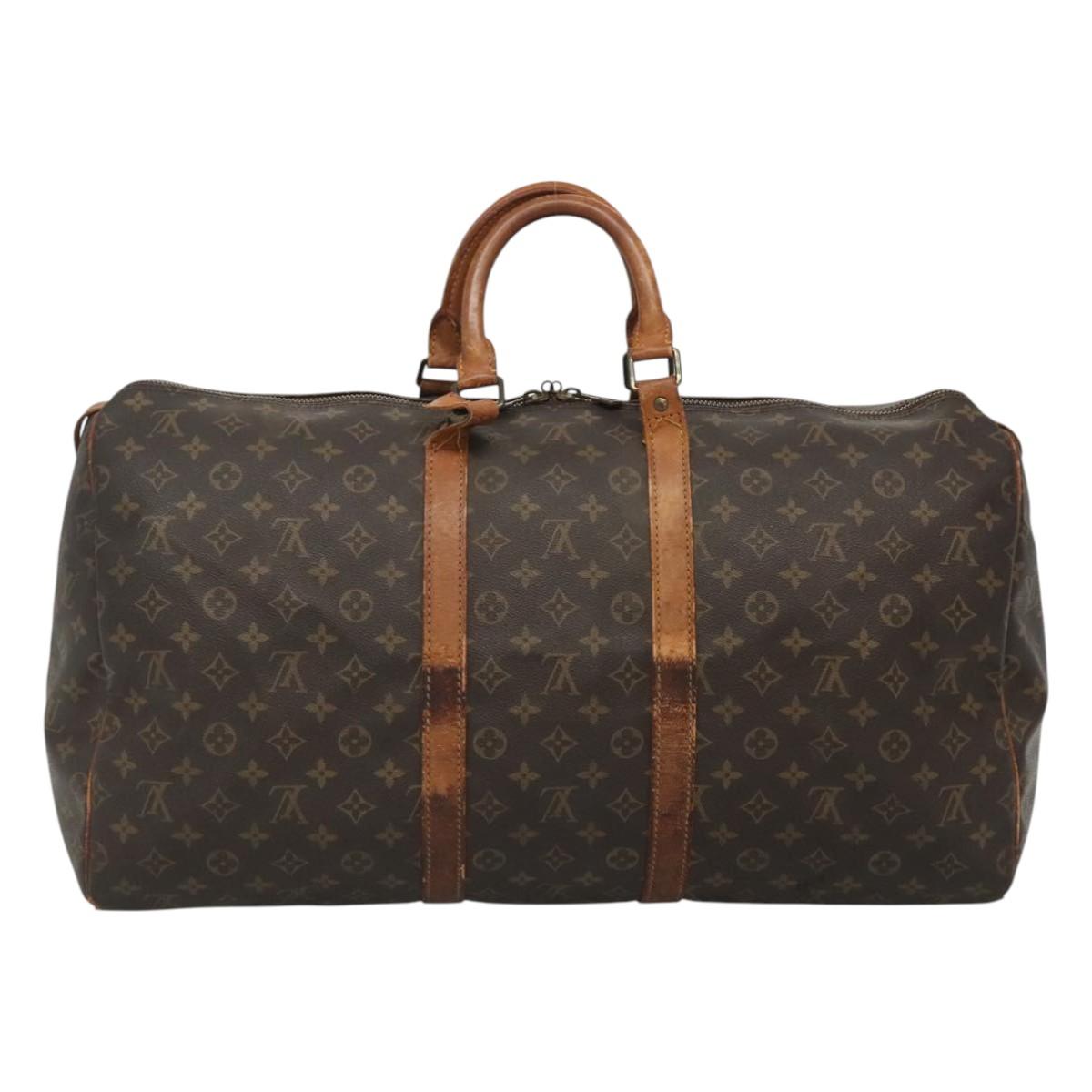 LOUIS VUITTON Monogram Keepall 55 Boston Bag M41424 LV Auth bs23193