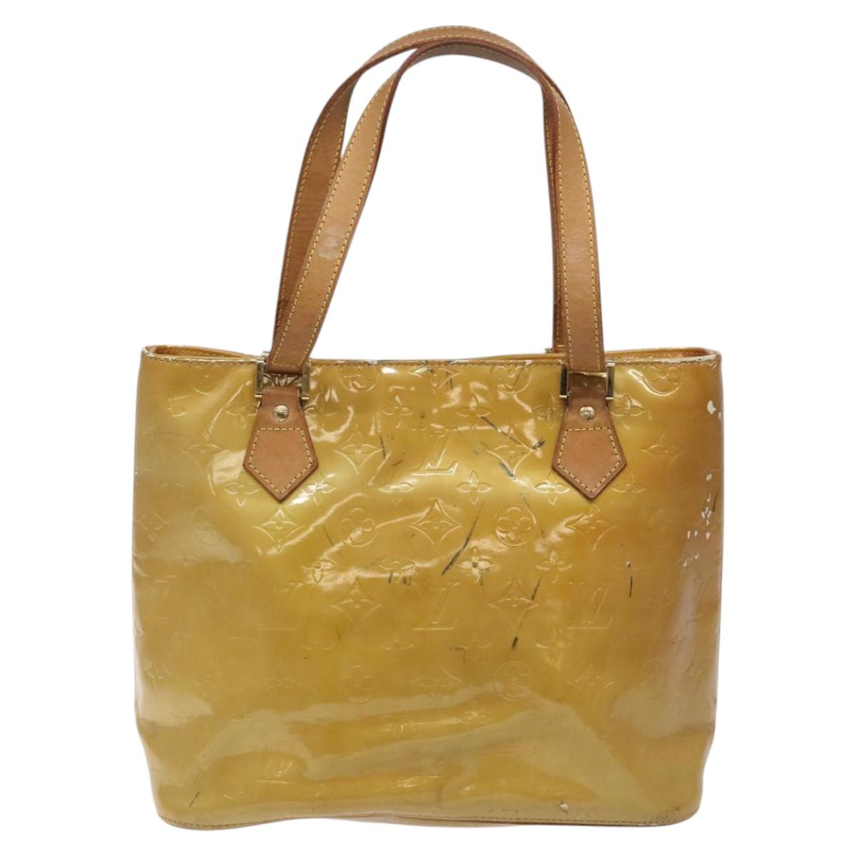 LOUIS VUITTON Monogram Vernis Houston Hand Bag Beige M91004 LV Auth bs23194
