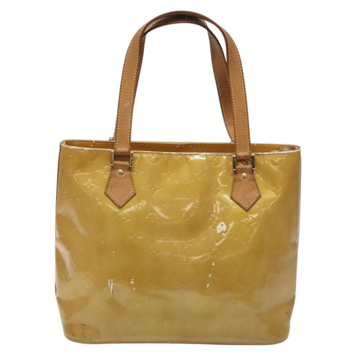 LOUIS VUITTON Monogram Vernis Houston Hand Bag Beige M91004 LV Auth bs23194
