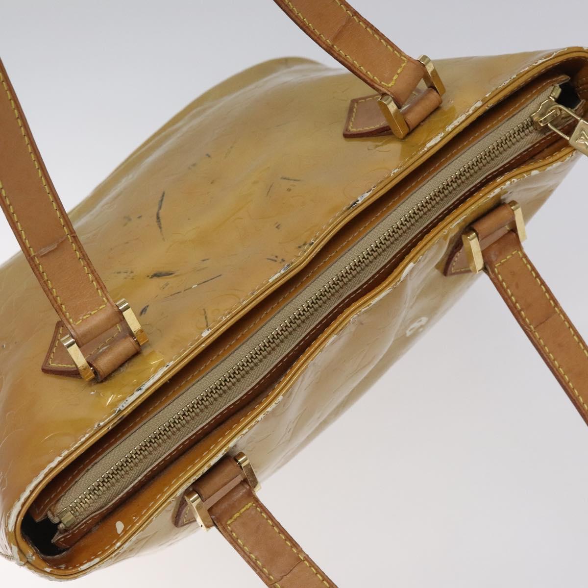 LOUIS VUITTON Monogram Vernis Houston Hand Bag Beige M91004 LV Auth bs23194