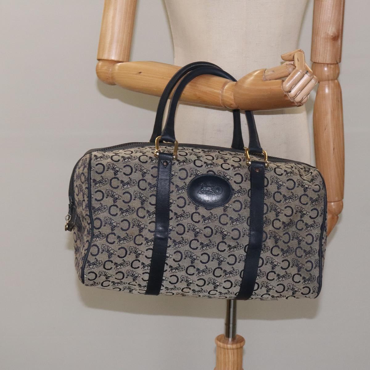 CELINE C Macadam Hand Bag Canvas Navy Auth bs23203