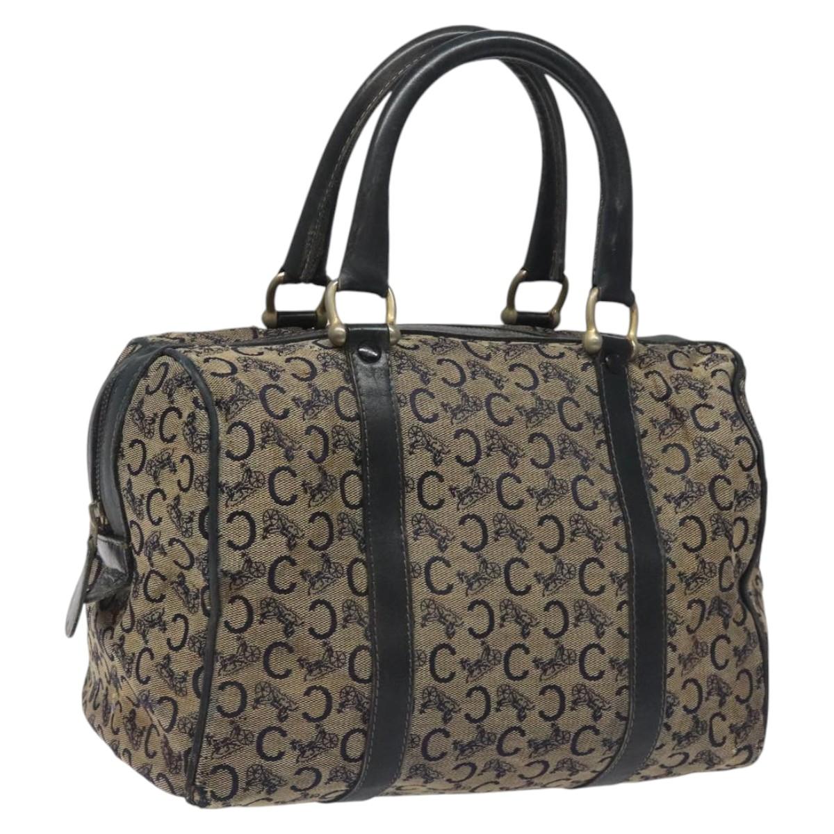 CELINE C Macadam Hand Bag Canvas Navy Auth bs23204