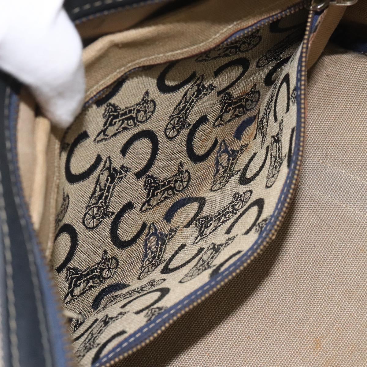 CELINE C Macadam Hand Bag Canvas Navy Auth bs23204