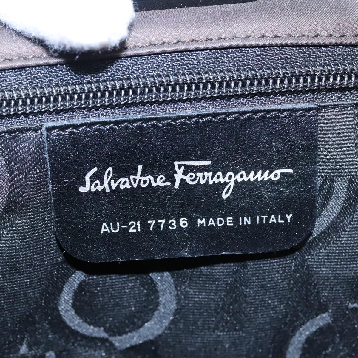 Salvatore Ferragamo Gancini Tote Bag Nylon Brown Auth bs23209