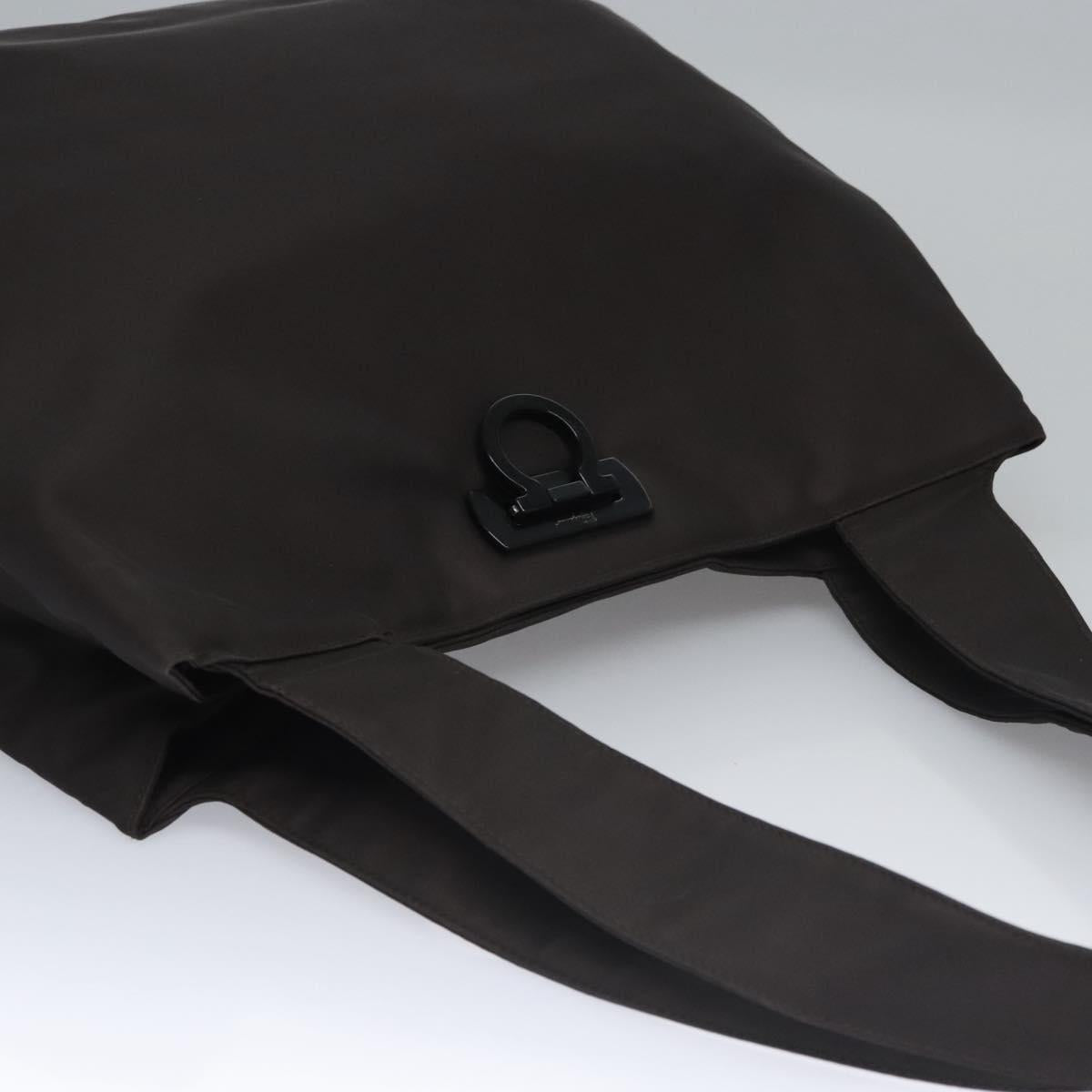 Salvatore Ferragamo Gancini Tote Bag Nylon Brown Auth bs23209