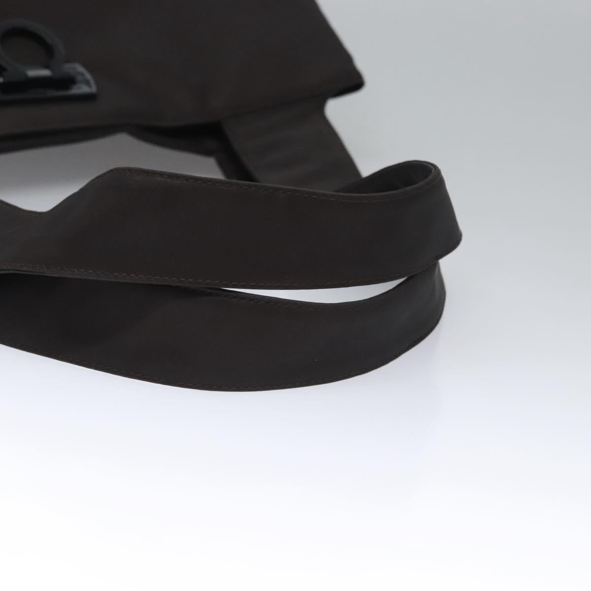 Salvatore Ferragamo Gancini Tote Bag Nylon Brown Auth bs23209