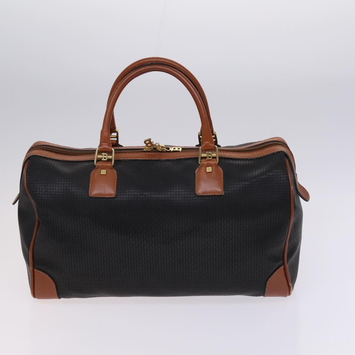 BALLY INTRECCIATO Shoulder Boston Bag Leather 3Set Black White Auth bs23216