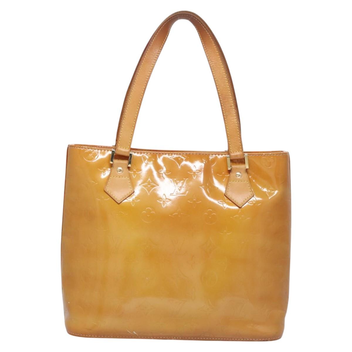 LOUIS VUITTON Monogram Vernis Houston Hand Bag Beige M91004 LV Auth bs23222