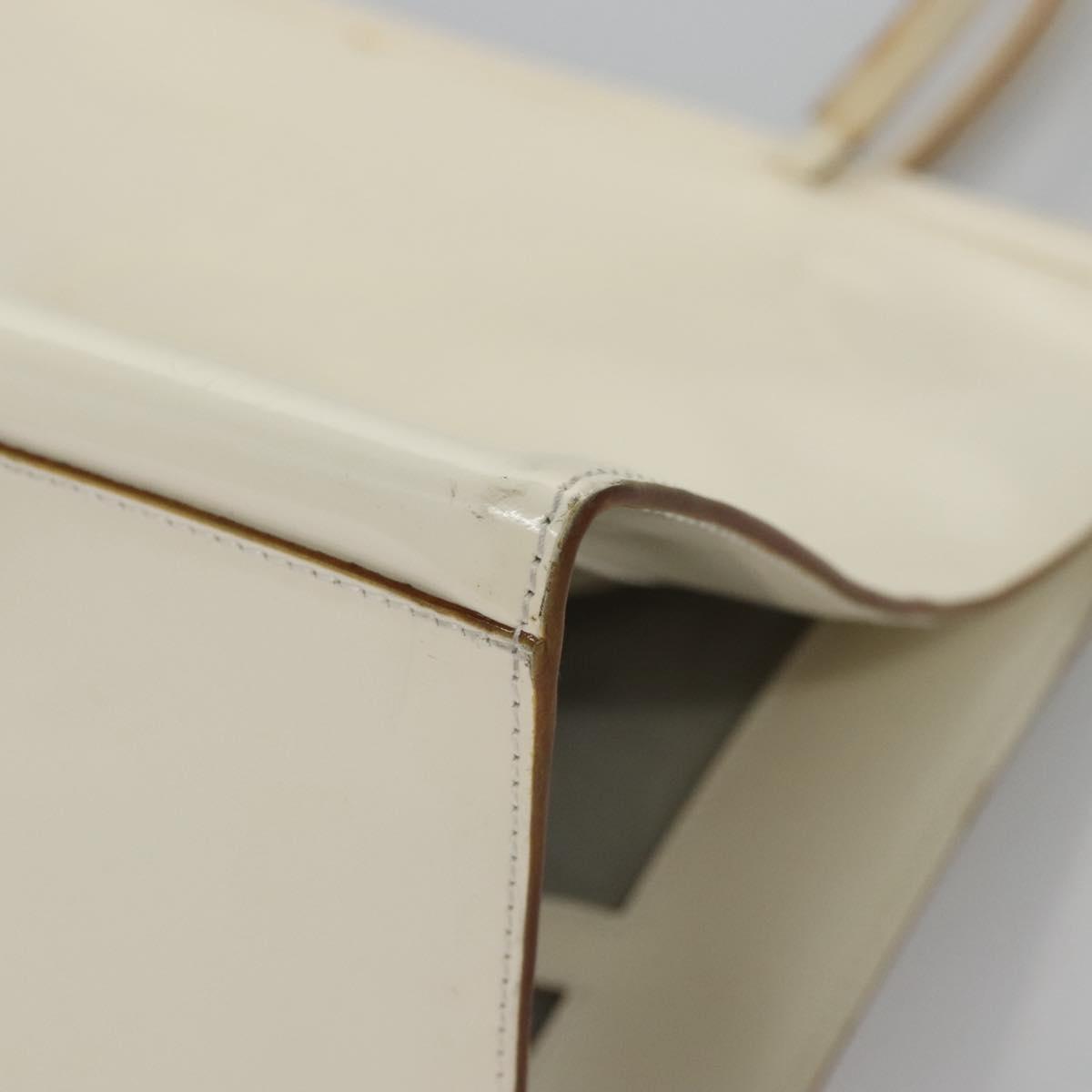 Salvatore Ferragamo Tote Bag Enamel White Silver Auth bs23225