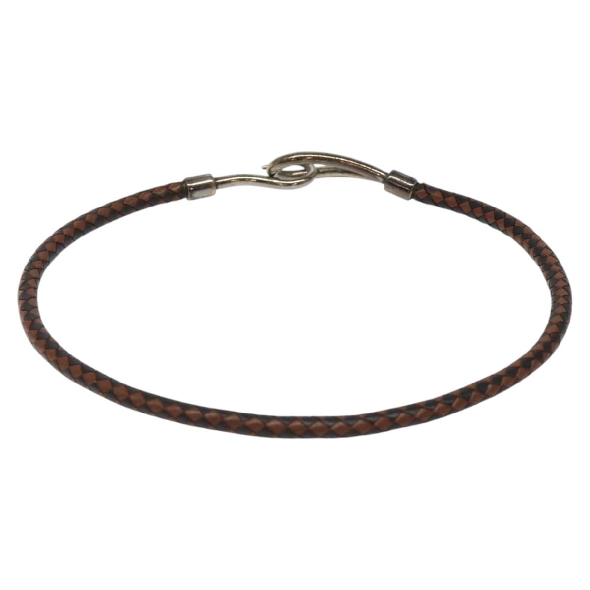 HERMES Bracelet Leather Brown Auth bs23237