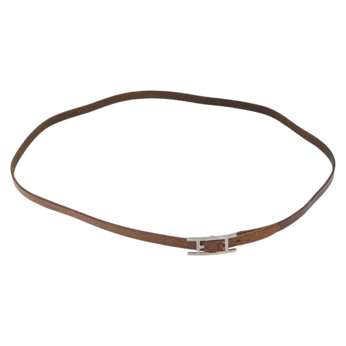 HERMES Bracelet Key Holder API 3 Belt Leather Brown Auth bs23238