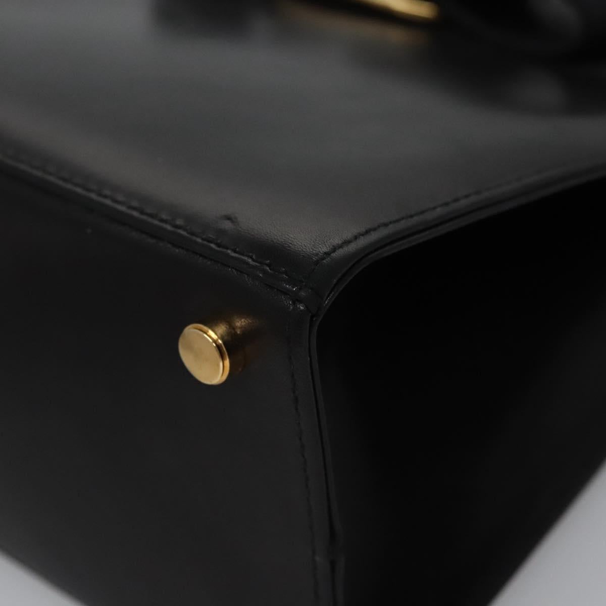 Salvatore Ferragamo Vala Hand Bag Leather Black Gold Auth bs23240