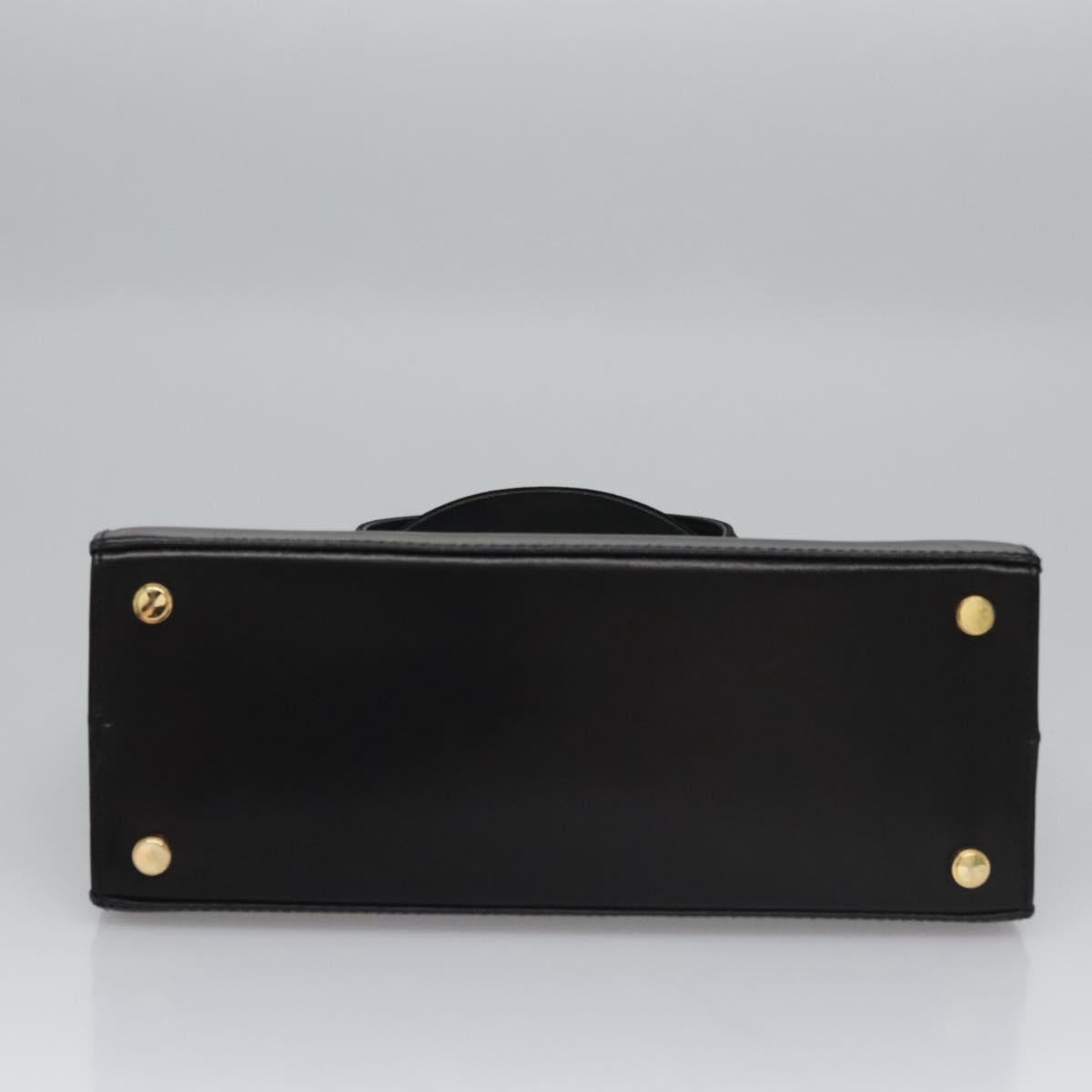 Salvatore Ferragamo Vala Hand Bag Leather Black Gold Auth bs23240