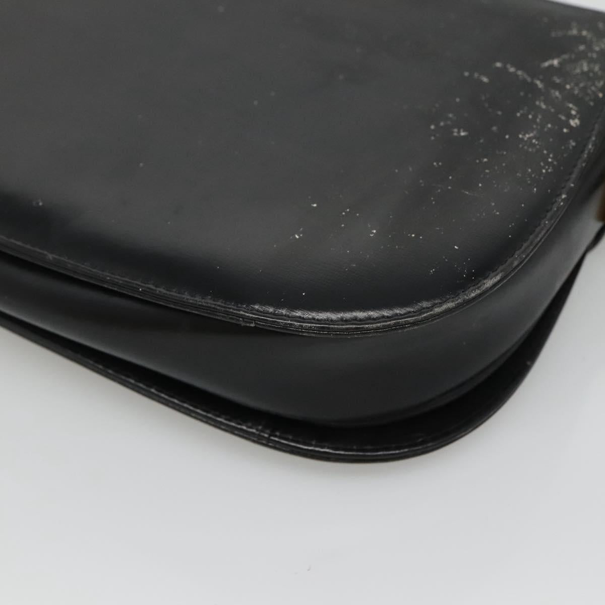 CELINE Horse Carriage Shoulder Bag Leather Black Gold Auth bs23266