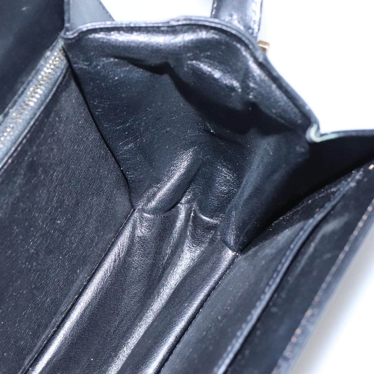 CELINE Horse Carriage Shoulder Bag Leather Black Gold Auth bs23266