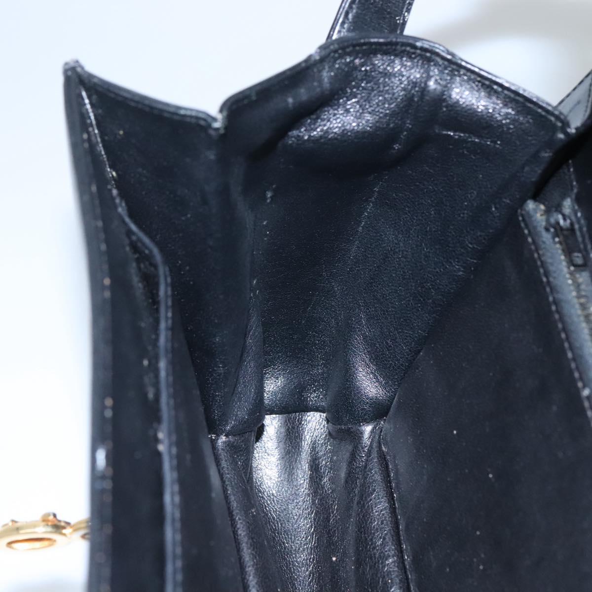 CELINE Horse Carriage Shoulder Bag Leather Black Gold Auth bs23266