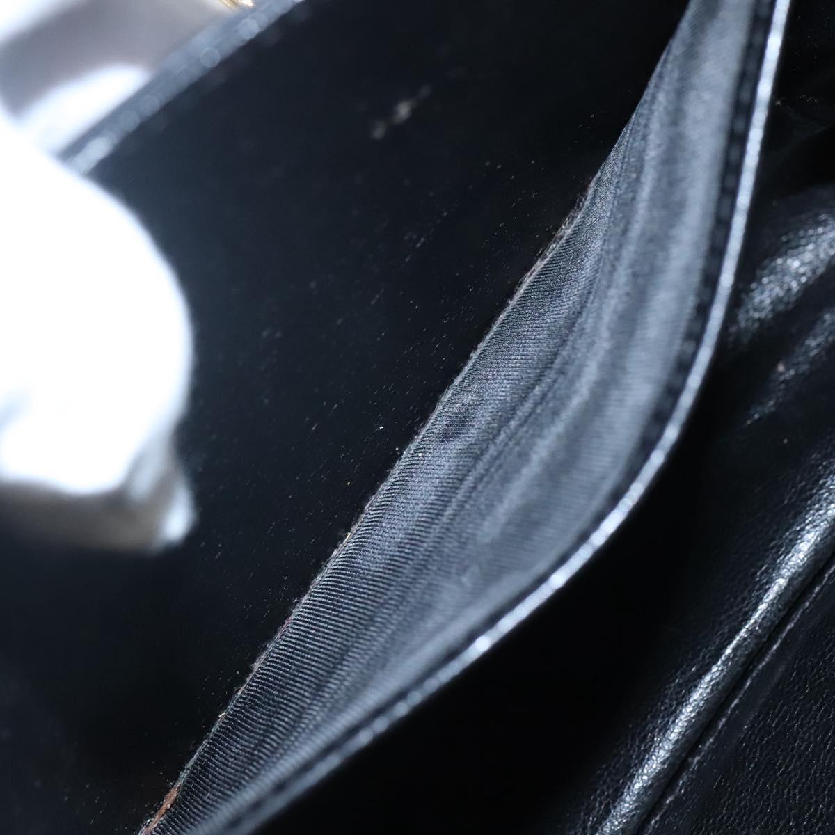 CELINE Horse Carriage Shoulder Bag Leather Black Gold Auth bs23266