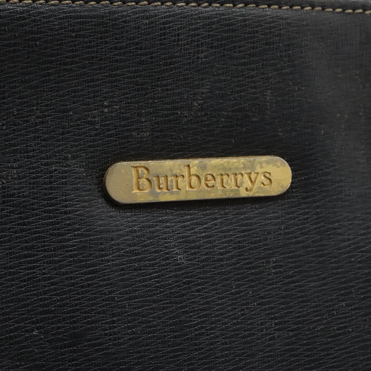 Burberrys Shoulder Bag Leather Black Gold Auth bs23277